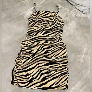 Zebra Print Ruched Dress